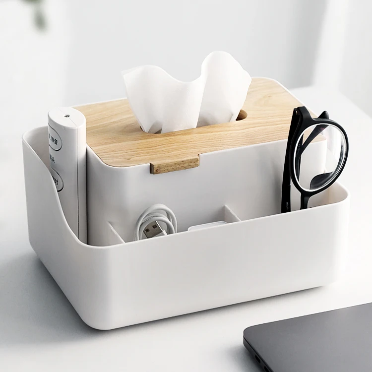 

desk top household acrylic magic tissue box holder, White