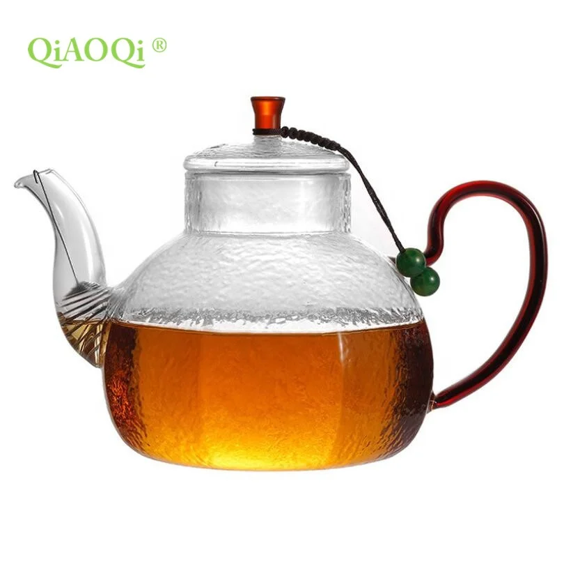 

1L Hammer pattern heat-resistant steam kettle glass tea pot, Clear