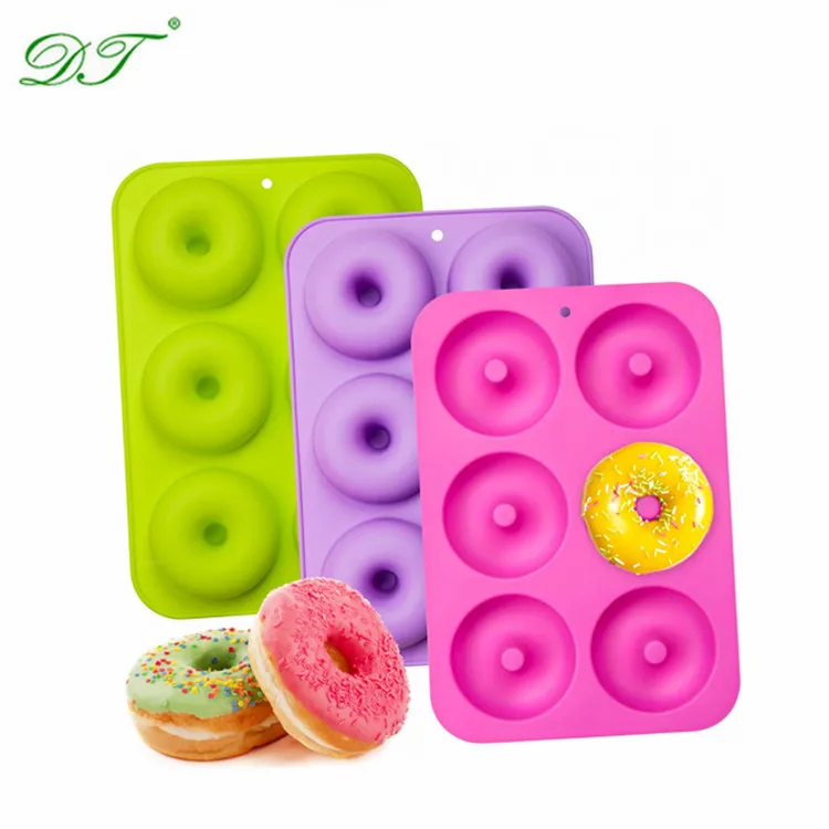 6 Cup FDA Silicone Donut Baking Pan/Non-Stick Donut Molds