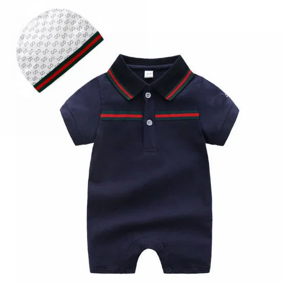 

New style baby clothing set 2 pcs hat and creeper polo collar with bee embroidery cute style with hot sell design for newborn, Picture