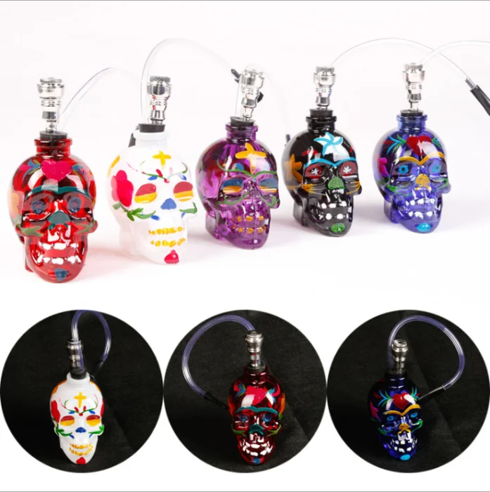 

Wholesale Colorful Glass Skulls Smoking Pipe Healing Crystal Point Smoking Pipe, Color