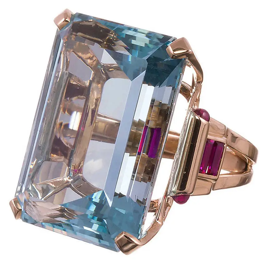 

King Big Stone Ring London Blue Topaz Women's Fashion Ring Dropshiping Gem Stone Promise Cubic Zirconia Engagement Alloy BOHEMIA