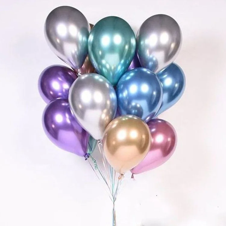 
Wholesale 12 Inch Birthday Wedding Metalicos Metalizados Globos Decorations Shiny Chrome Metallic Latex Party Balloons 