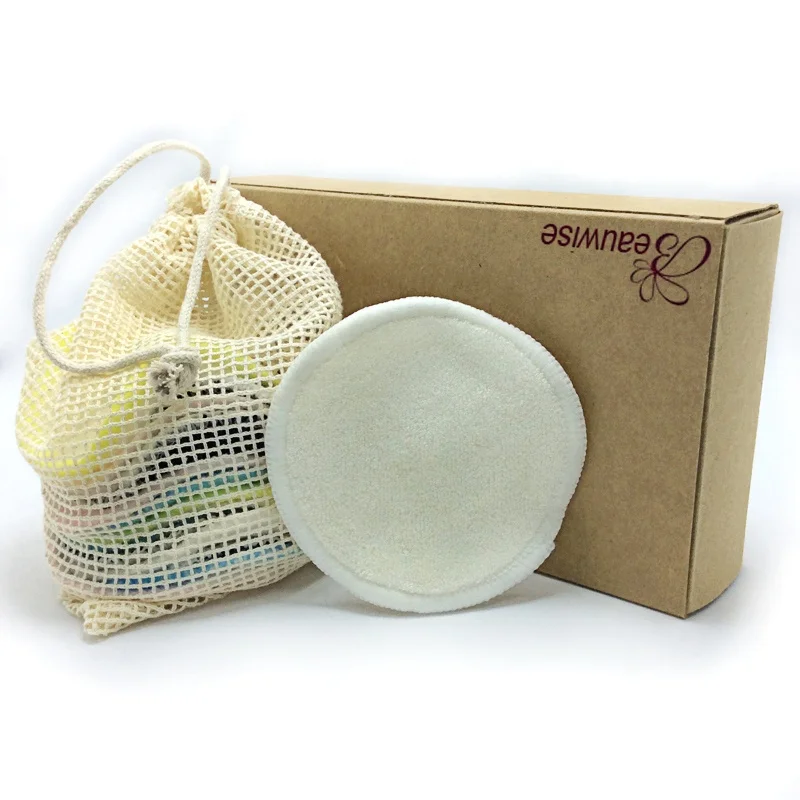 

Reusable Bamboo Cotton Make up Remover Cleansing Pads Cloth with Polyester Laundry bag/Travel bag, Yellow;blue;white;pink or customized
