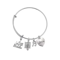 

Amazon Gift Silver Stainless Steel Adjustable Alex Wire Bangles Wrist Bracelet Custom Charms Family mom girls boys Bracelets