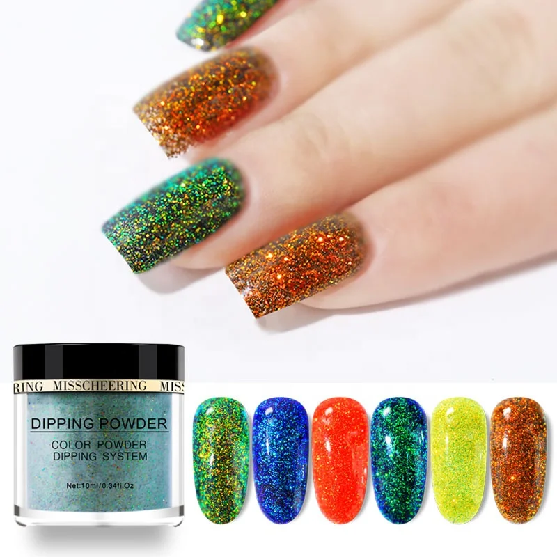 

Misscheering Holographic Nail Dipping Powder Without Lamp Shining Glitter Nail Art Decoration Dip System