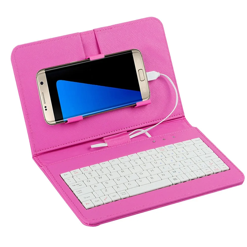 

Mini Wired Keyboard General Wired Keyboard Flip Holster Case For Android Mobile Phone 4.2''-6.8'' Wired for Tablet Laptop PC