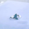 custom 925 Sterling Silver Female Mermaid Rings Adjustable Fish Tails Pearls Finger Rings for Women Wedding Engagement Jewelry