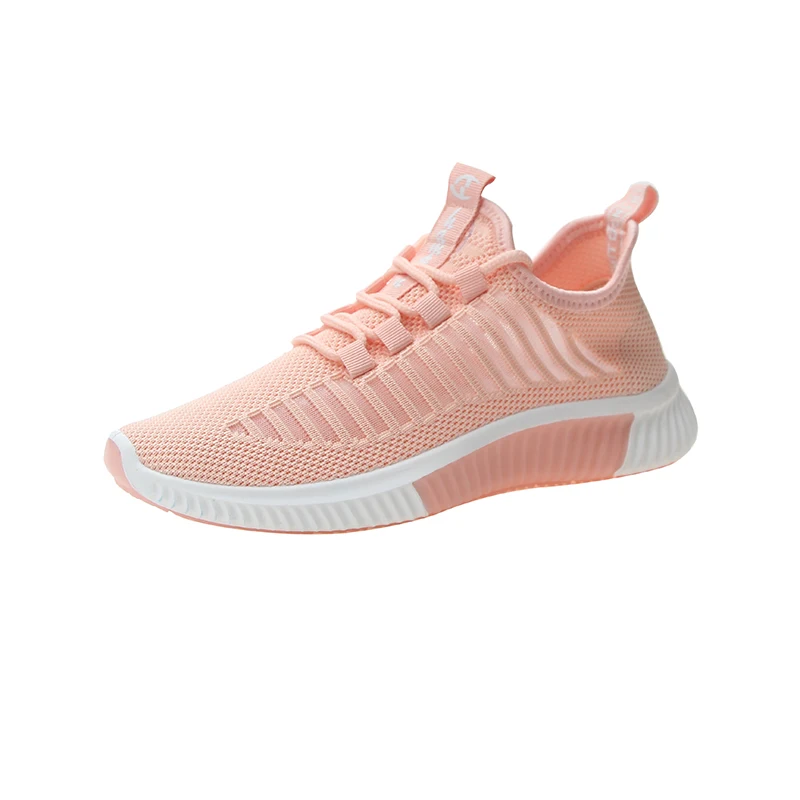 

Wholesale breathable fly knitc women sport shoes soft and comfortable female Casual running shoes sneakers of girls