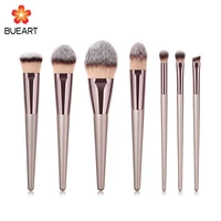 

BUEART 7pcs portable champagne Private label Wholesale Make up Brushes Custom logo foundation eyebrow eyeliner eyeshadow brush