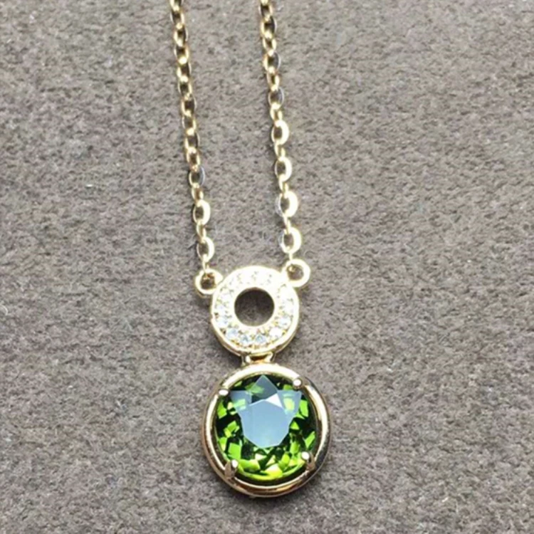 

Fashion gold chain natural stone necklace for women jewelries factory wholesale 18k gold natural tourmaline pendant necklace