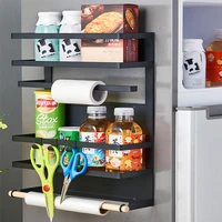 

2019 new hot sale product 4tiers magnetic frigde rack kitchen storage shelves spice rack black and white color can choose