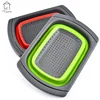 Kitchen vegetable fruit foldable silicone colander strainer over the sink collapsible colander with extendable handles