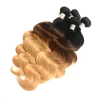 

May Queen ombre 3tone T1b427 brazilian body wave human hair bundles virgin cuticle aligned hair unprocessed from india 9a remy