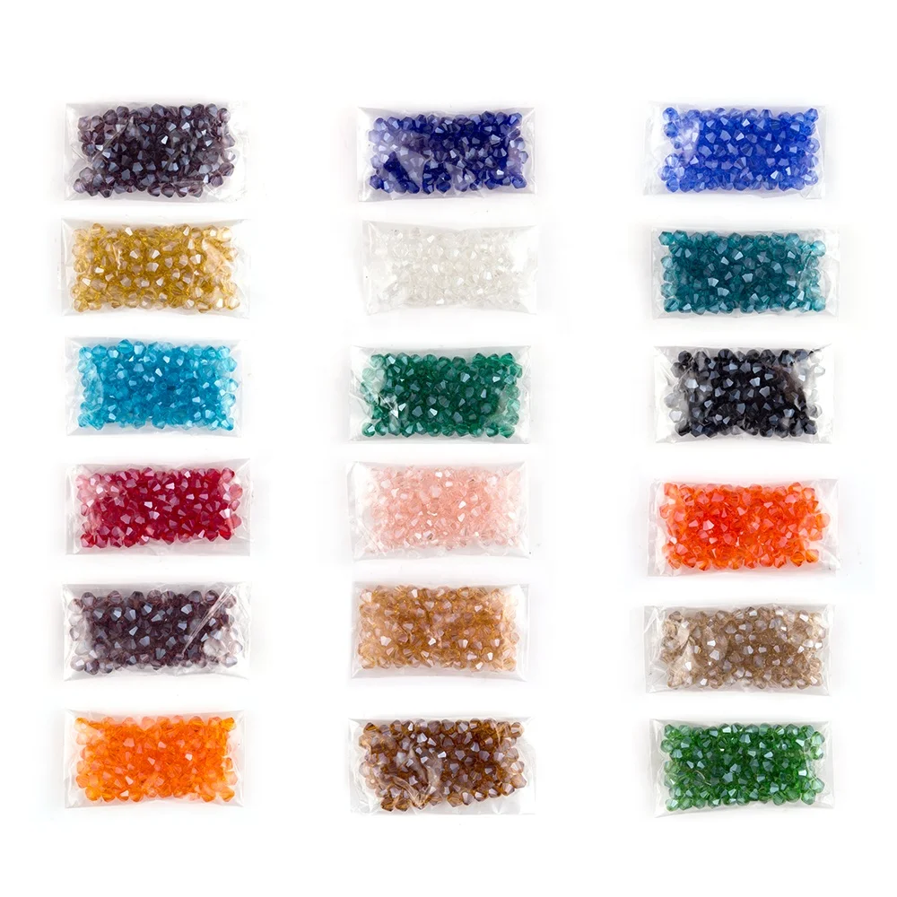 

Lot 1800pcs 4mm Glass Bicone Beads Crystal Loose Beads Jewelry Making Supply For DIY Beading Projects Bracelets Necklaces