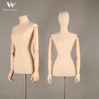 

high grade foam upper-body dressform sewing woman torso mannequin wrapped natural linen cloth for sale