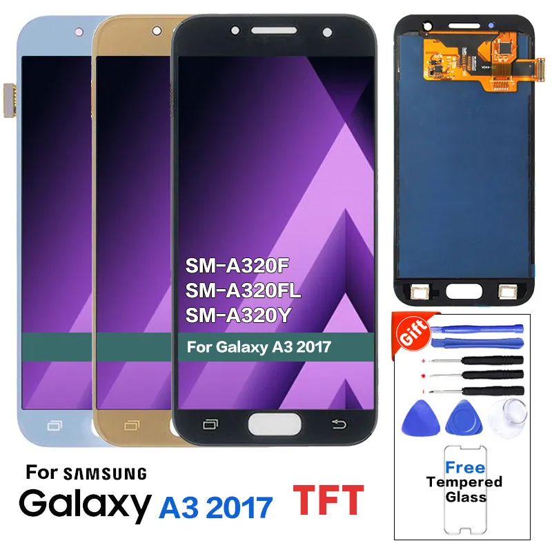 

LCD For Samsung Galaxy A3 2017 A320 A320M A320F LCD Display Touch Screen Digitizer Assembly 100% Tested, Black;blue;gold