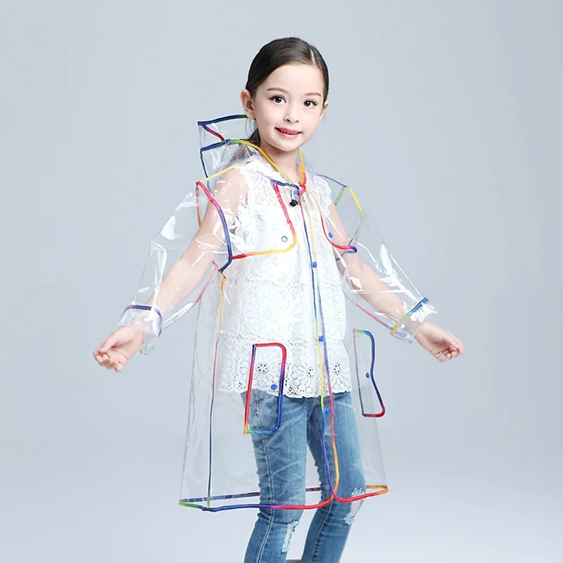 

Kindergarten Kids Baby Raincoat EVA Transparent Clear Rainwear Hooded Outdoor Touring Rain Coat For Outdoor Travel Camping, Pink;blue;white