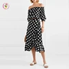 Casual Women Off Shoulder Polka-Dot Top And Ruffled Wrap Skirt Set