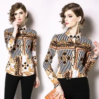 

2019 Summer New Fashion Wholesale Tops Women Long Sleeve printing Casual stylish Blouse