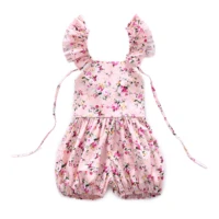

RTS Exquisite Latest Pink Backless Baby Clothes Sleeveless Cotton Soft Quality Baby Girls Jumpsuit
