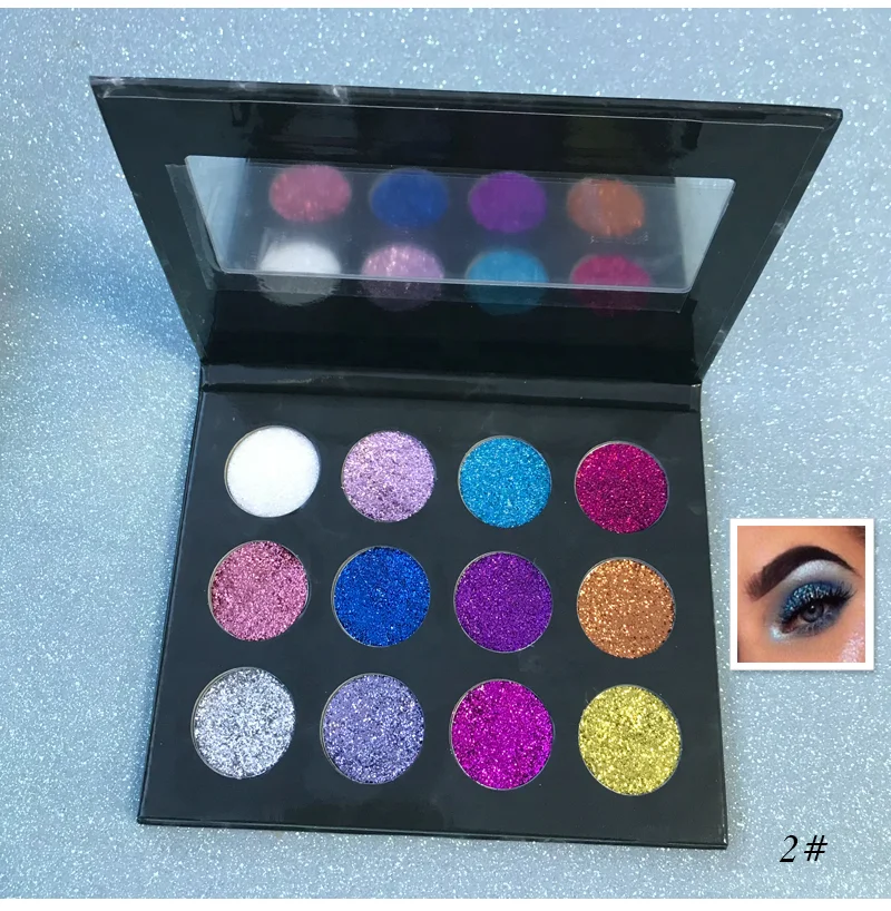 

Makeup cosmetics 12 colors glitter eyeshadow palette your own brand pigment eyeshadow powder, All 26mm matte;sparks and glitter colors could be chosed