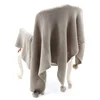 Pom pom sofa decorative knitted blanket army green throw blanket