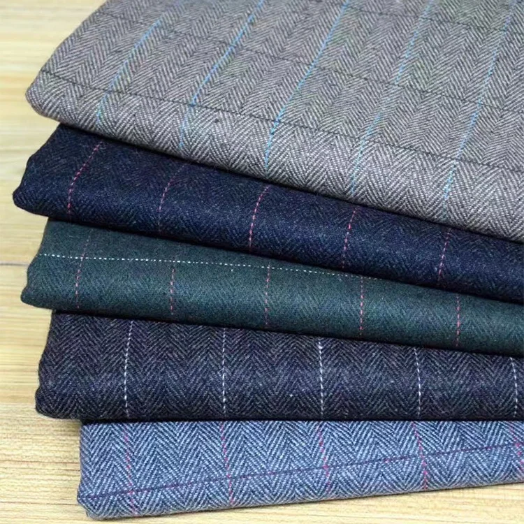 Hot koop visgraat wol polyeser heren tweed stof