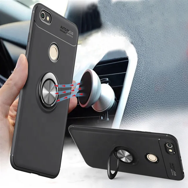 Auto Focus for Xiaomi Redmi 5plus Metal Ring soft Silicone Magnetic Bracket 360 Ring Holder TPU cover for RedMi Note5 pro/Mi Y1