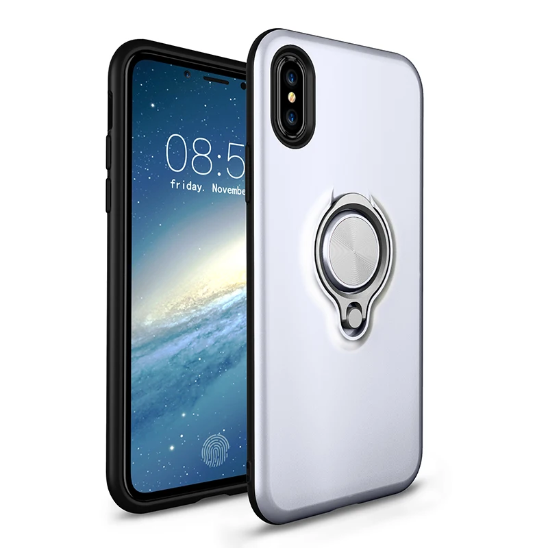 

2019 New Design 3 in 1 Ring Holder Phone Case For iPhone X Edition, Black;blue;brown;golden;pink;red;silver