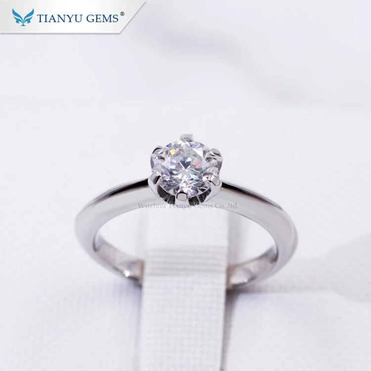 

Tianyu jewelry china manufacturer 0.5 1.0 carat diamond price 925 silver gold plated moissanite solitaire ring