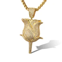 

High Quality New Design Hip Hop Iced Out Customize Rose Pendant Gold 18K Hip Hop Jewelry