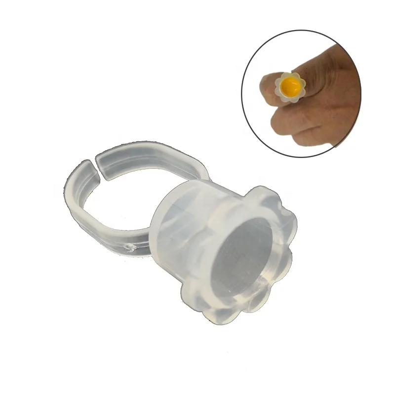 

50PCS Transparent Disposable Flower Shape Plastic Eyelash Lash Extension Blooming Cup Holder Permanent Makeup Ink Container