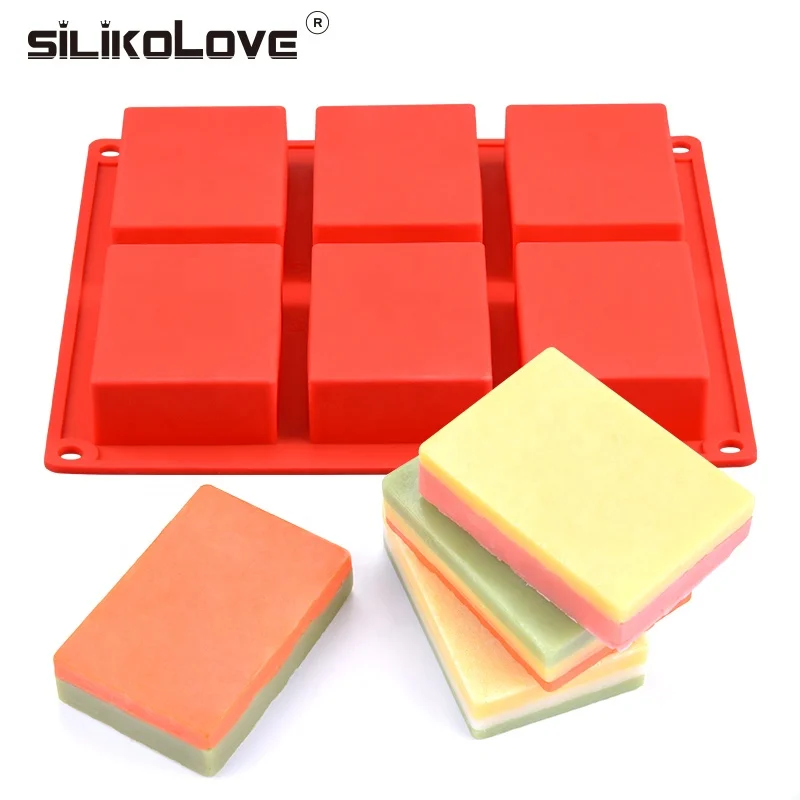 

6 Cavity Rectangle Silicone Soap Mold Bar Bake Mold Silicone Mould Tray Homemade Food Grade Craft Soap Making