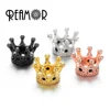 REAMOR Luxury Micro Inlay Zirconia Crown Beads Princess Royal Crown Beads for DIY Natural Stone Bracelet Jewelry Making Findings