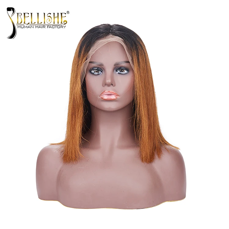 

9a virgin human hair #1b/Yellow 8inch 10inch 12inch short bob lace front wig