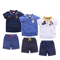 

Summer 2019 New Boys Short Sleeve T-shirt Turn-collar Kids Suit Pure Cotton Children's Clothing