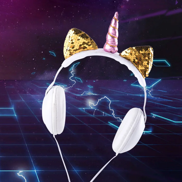 

2019 Christmas promotional gift wholesale Unicorn headphones Kids Headband Stereo Rabit Headset