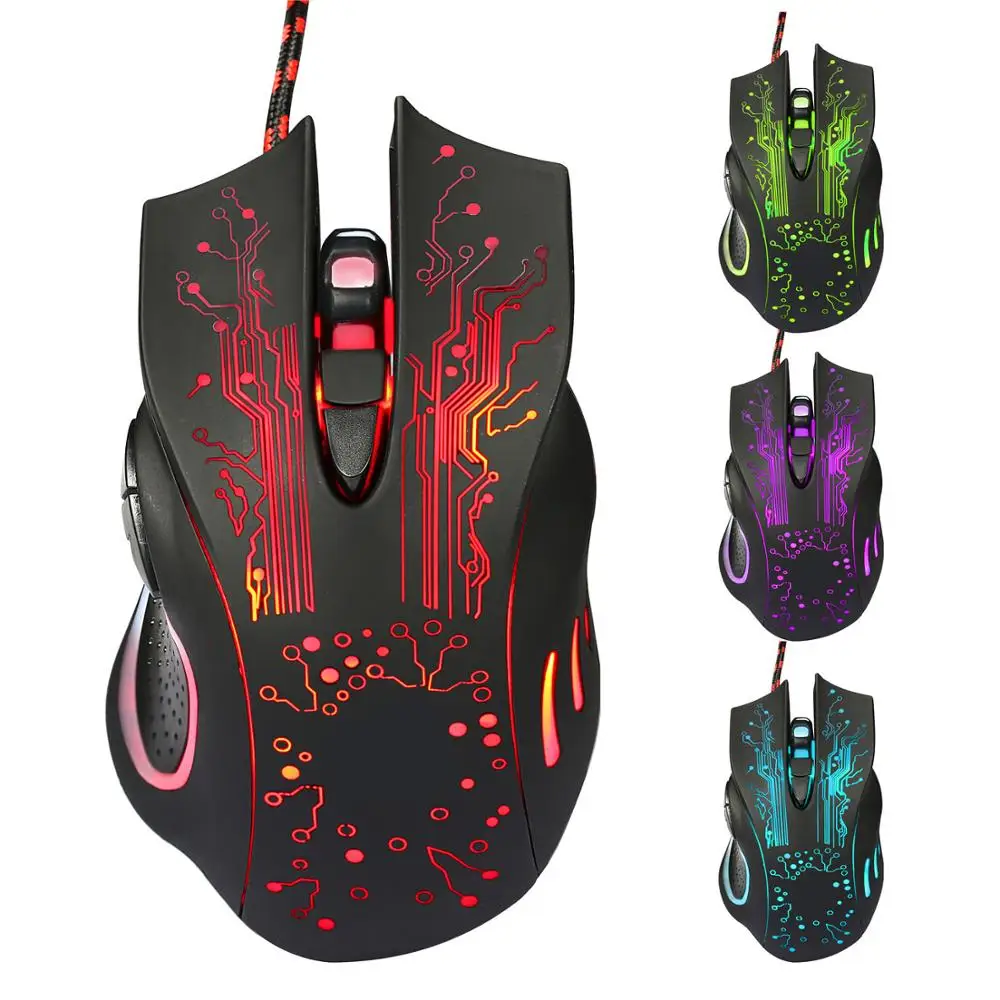 

Amazon Hot Sell Game Colorful Wired Mouse With LED Light OEM Fashion Design 7D Mouse for Office and Gaming Use, Balck