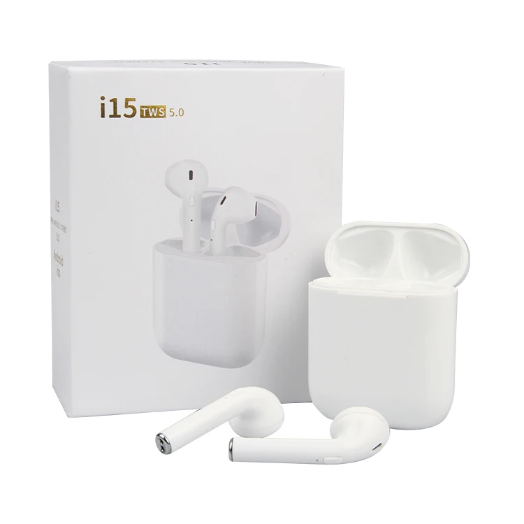 

Factory Price Headset Blue Tooth Wireless I15 TWS 5.0 Charging Earphones, White