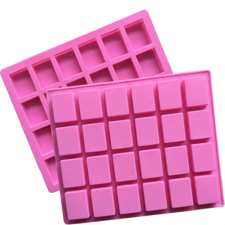 

24 Cavities Rectangle Shape High Quality Silicone Soap Mold, Pink or customized color