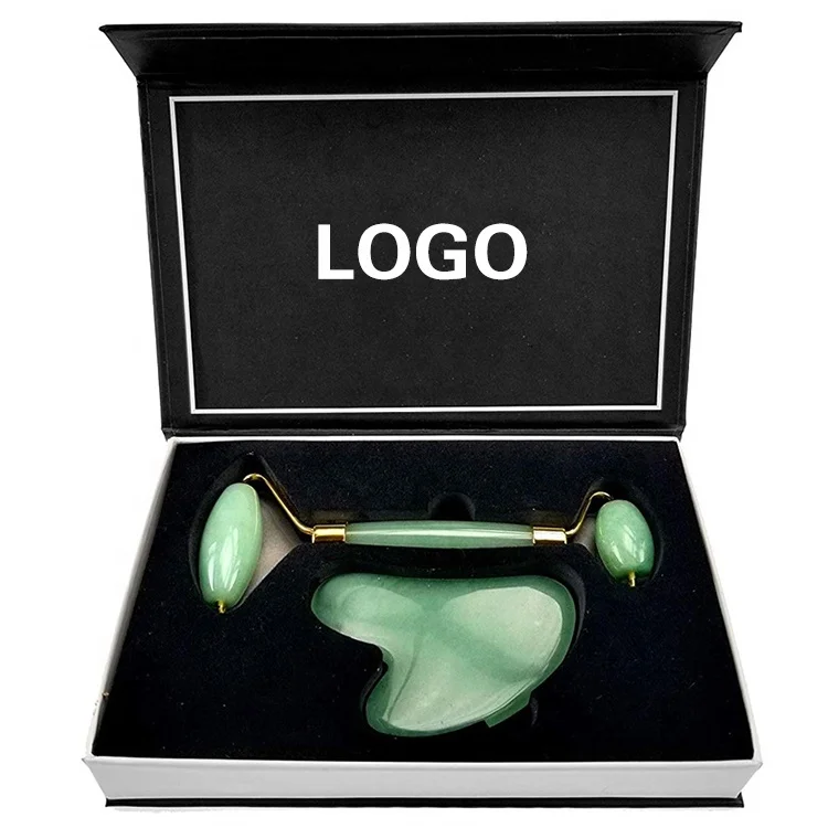 

OEM High Quality Therapy Stone Rose Quartz Nephrite Face Anti Aging Facial NaturalGreen Jade Roller for Face, Customized