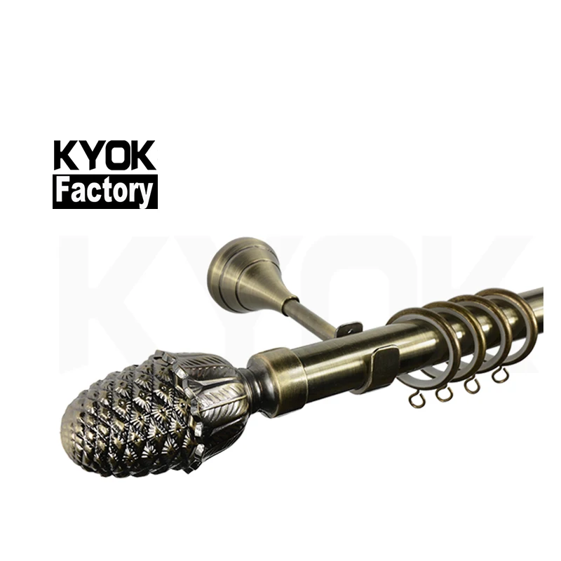 

KYOK Morocco market windows accessories pineapple finials with curtain pipe rods set, Ab/ac/mn/bp/mp/bk or customized