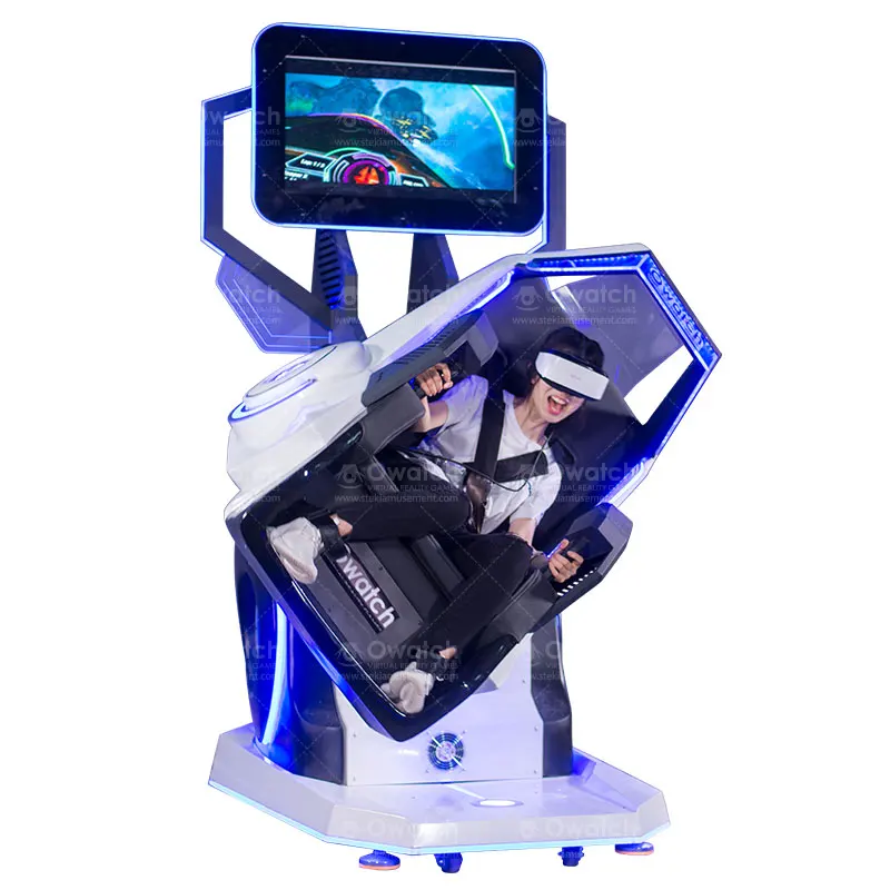 

360 Degree Rotation Virtual Reality Amusement Park Equipment 9D VR Simulator Roller Coaster Motion Chair, Picture