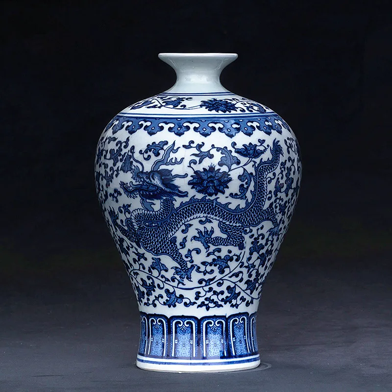 Jingdezhen art porcelain vase chinese home decor antique dragon ceramic blue white vase
