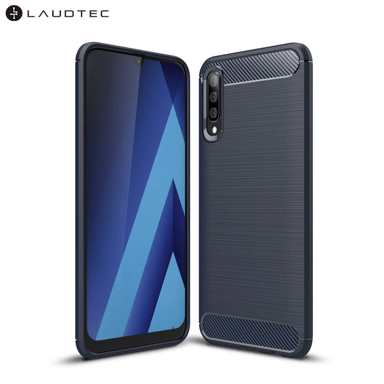 

Carbon Fiber Tpu Silicone Back Cover Phone Case For Samsung Galaxy A70, Black;navy blue;red