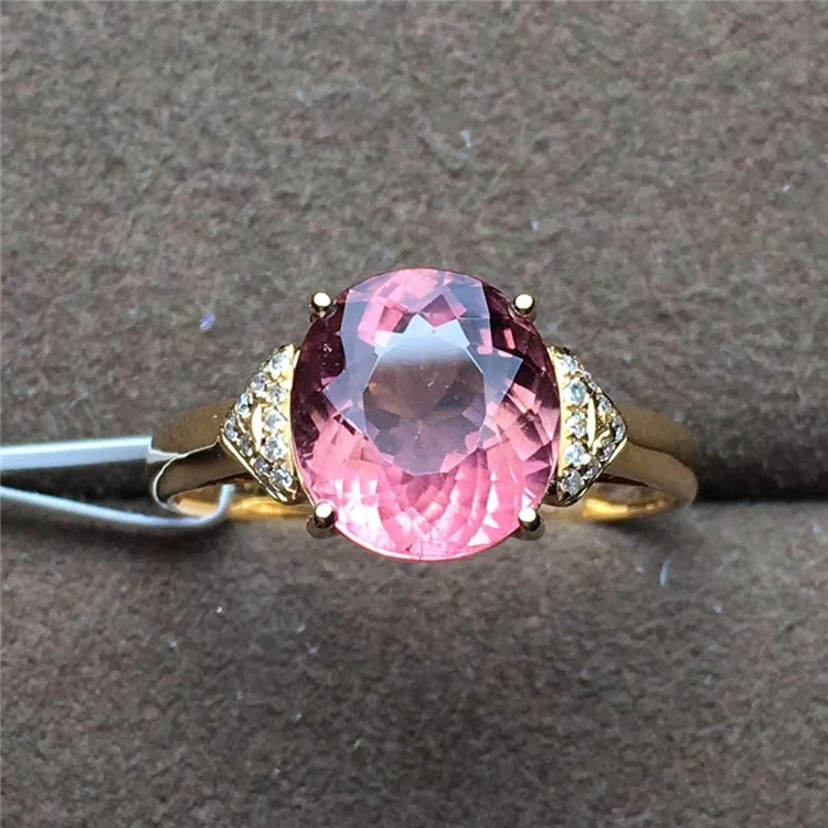 

SGARIT classic Wedding anniversary engagement gift AU750 18k gold natural gemstone jewelry 2.45ct oval pink tourmaline ring