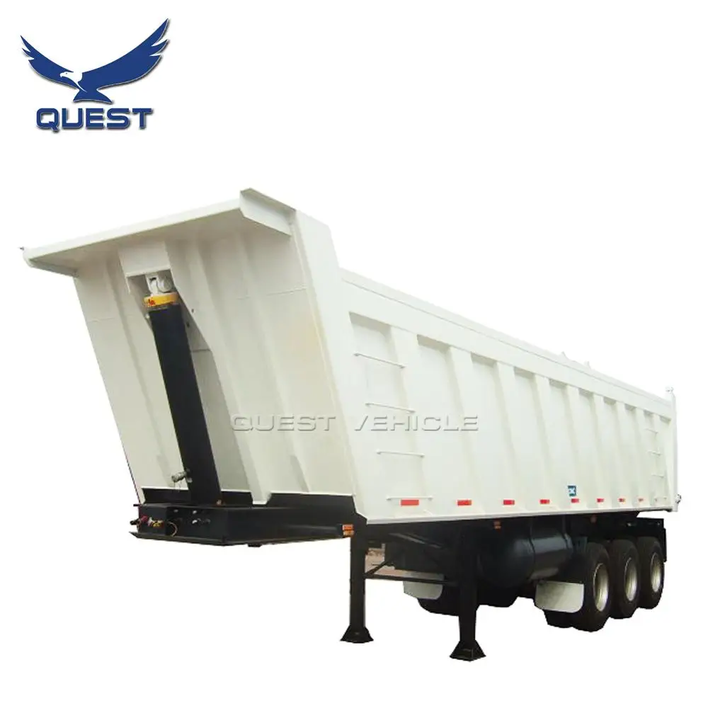 

QUEST 40cbm 60tons clinker and gravel transport Dumper trailer Rear Tipper Dump semi truck trailer, Customers optional