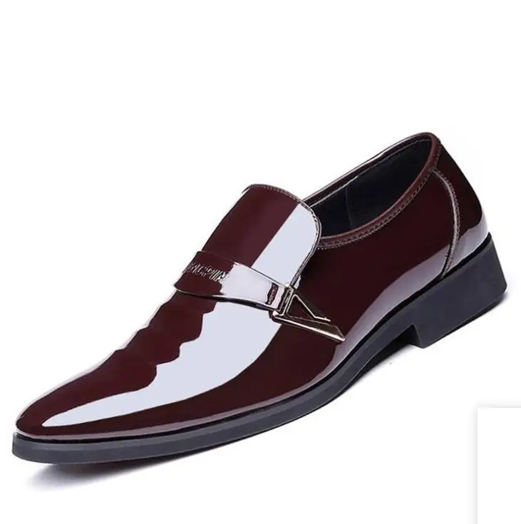 

ZY1689A Young fashion cusp patent leather business dress shoes for men, Black/brown