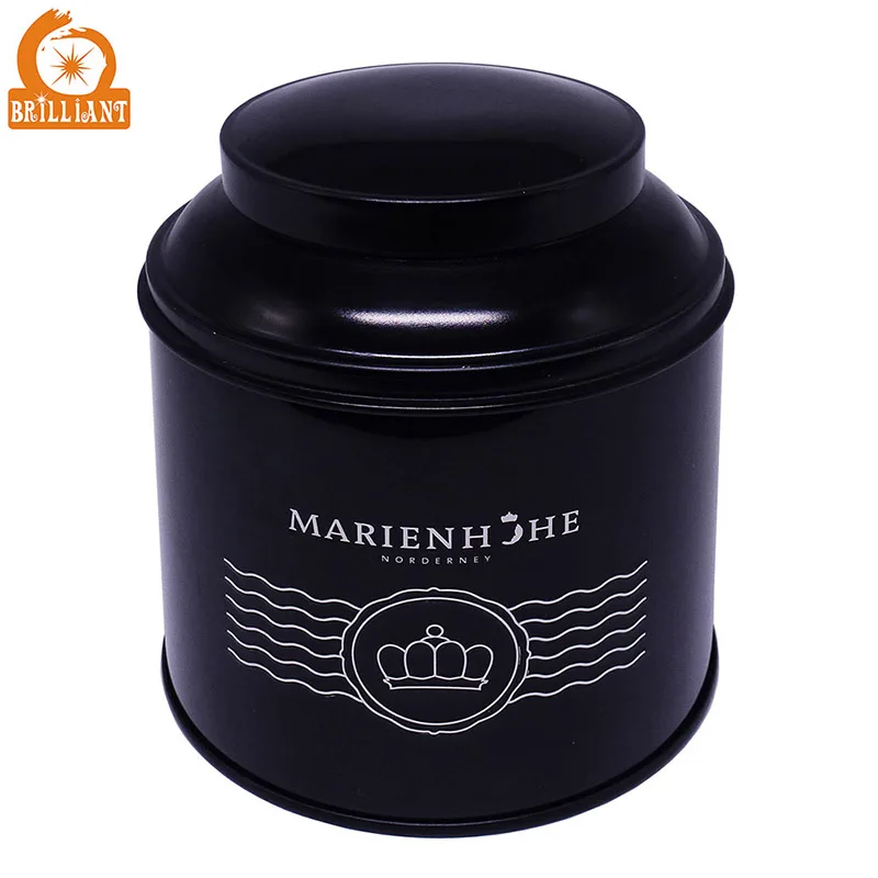 
High Quality Customized Classical Black Food Can Round Metal Tin for Packing Tea Coffee Gift Box 